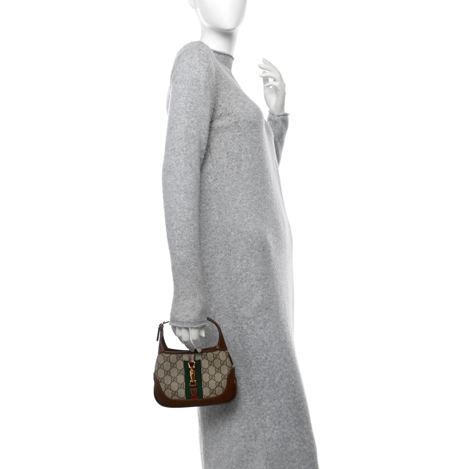 Gucci GG Supreme Monogram Azalea Calfskin Web Mini Jackie 1961 Hobo Beige Ebony Brown Sugar 2 of 11