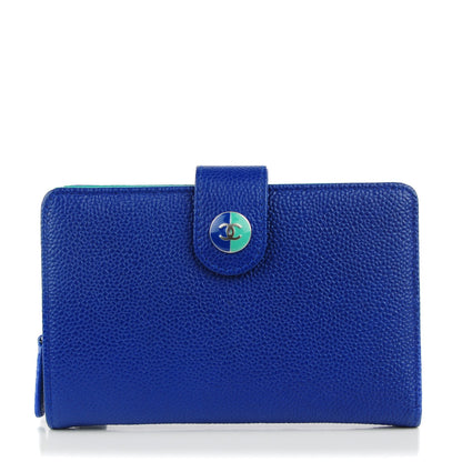 Chanel Caviar Sevruga L Zip Pocket Wallet Dark Blue 1 of 8