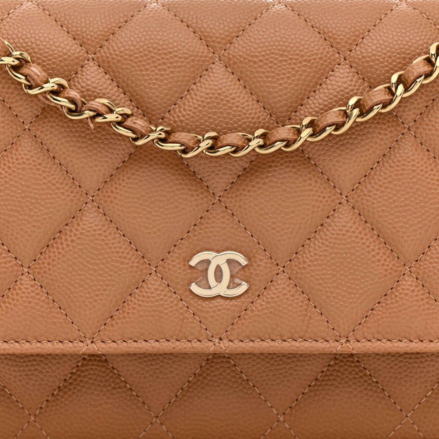 Chanel Caviar Quilted Wallet on Chain WOC Dark Beige 9 of 13