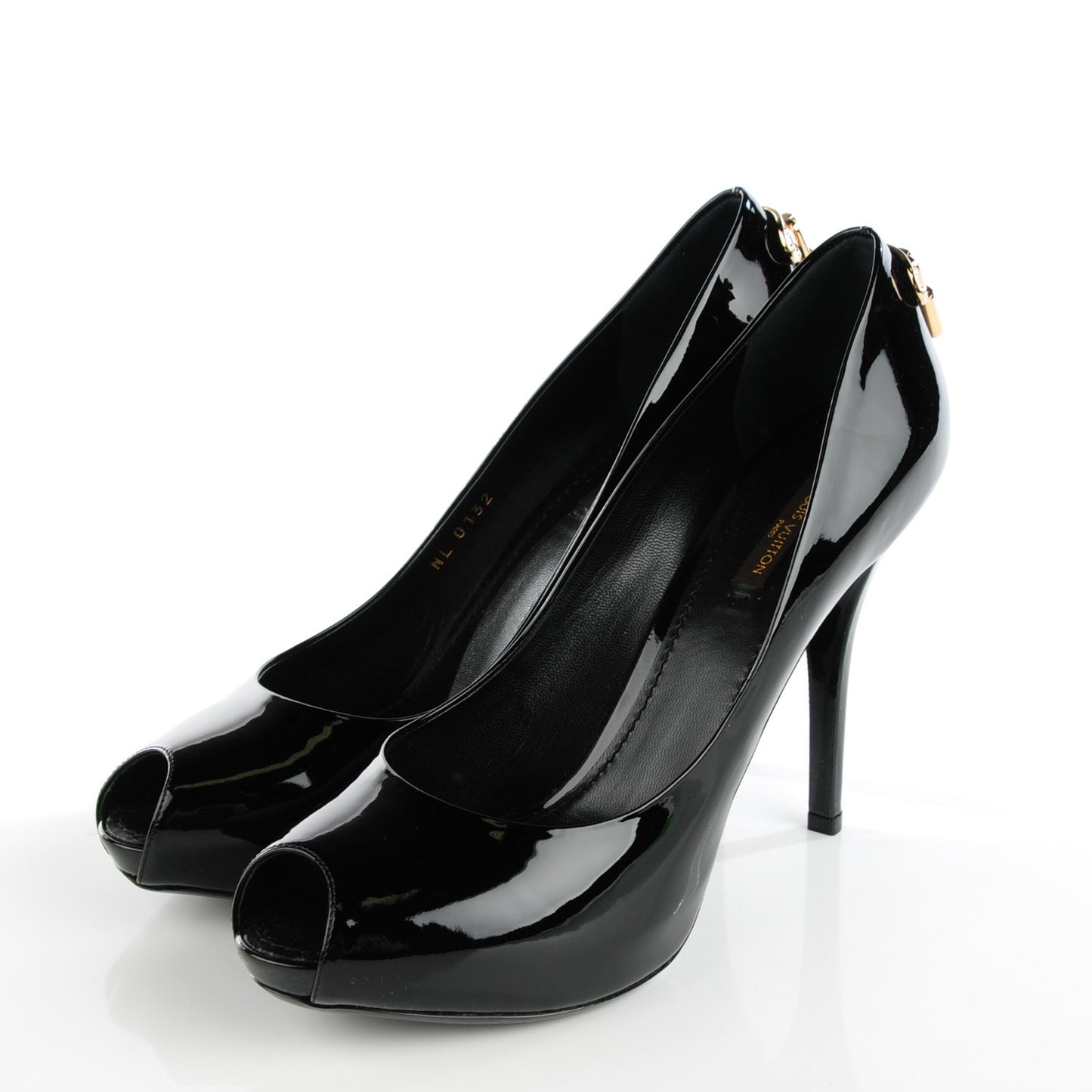 Patent Calfskin Oh Really Peep Toe Pumps 40 Black