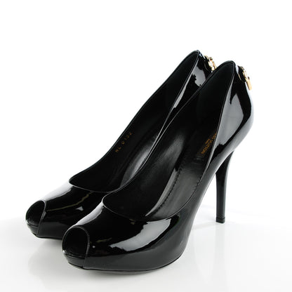 Louis Vuitton Patent Calfskin Oh Really Peep Toe Pumps 40 Black 3 of 9