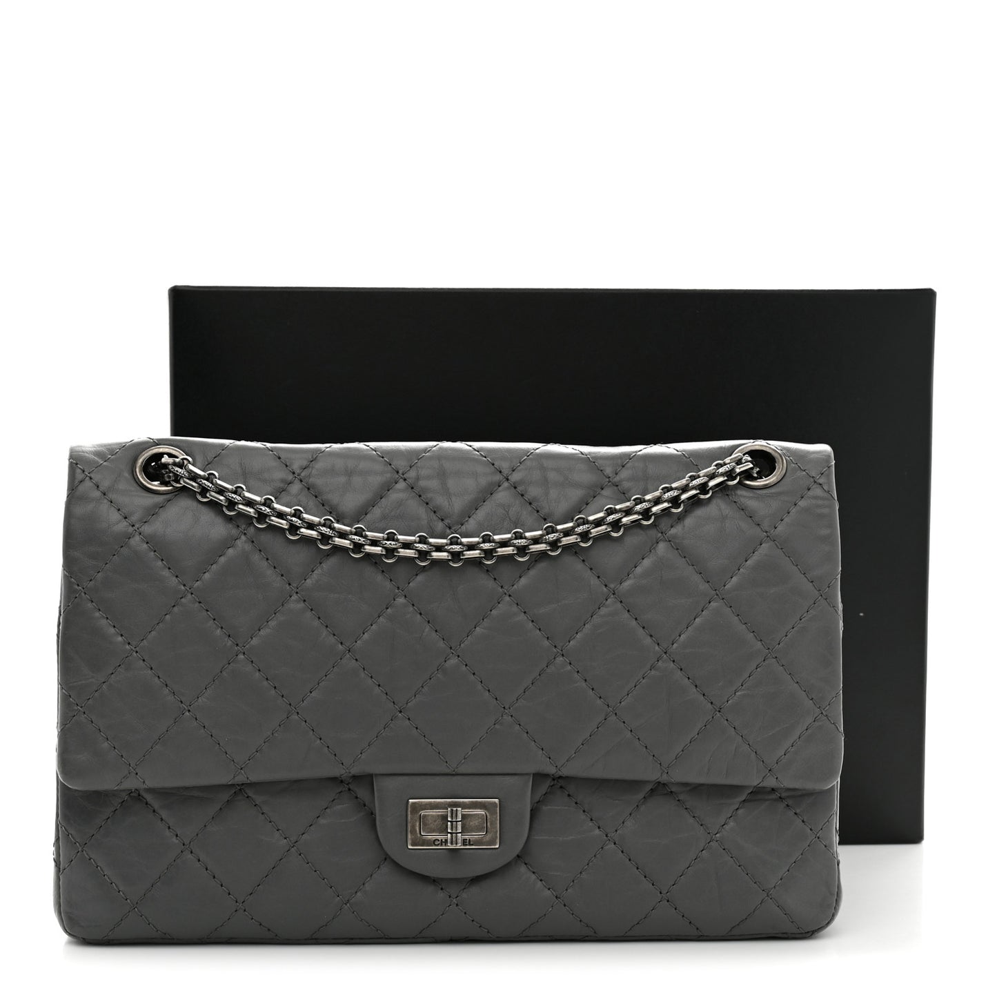 Aged Calfskin Quilted 2.55 Reissue 226 Flap Grey