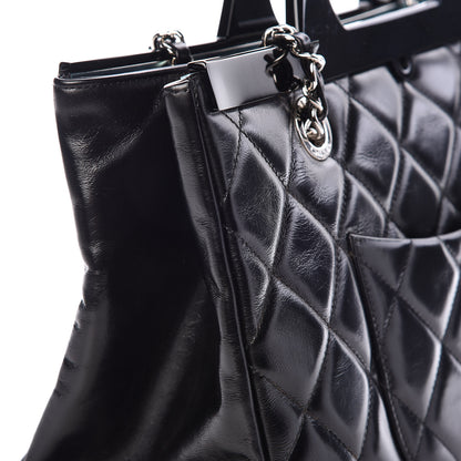 Chanel Glazed Calfskin Quilted Small CC Delivery Tote Black 14 of 17