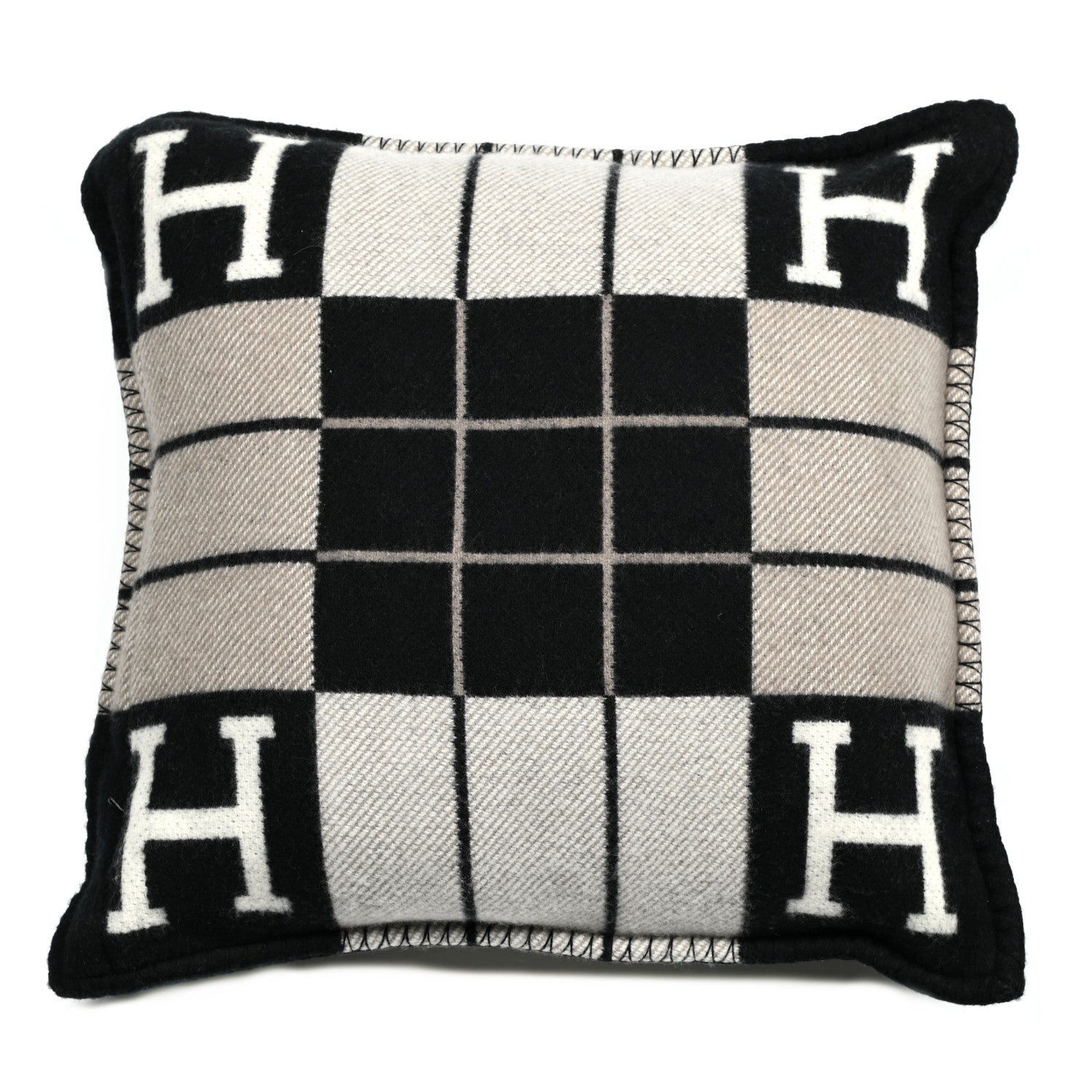 Hermes Wool Cashmere Avalon III Pillow PM Ecru Black 2 of 3