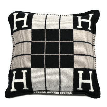 Hermes Wool Cashmere Avalon III Pillow PM Ecru Black 2 of 3