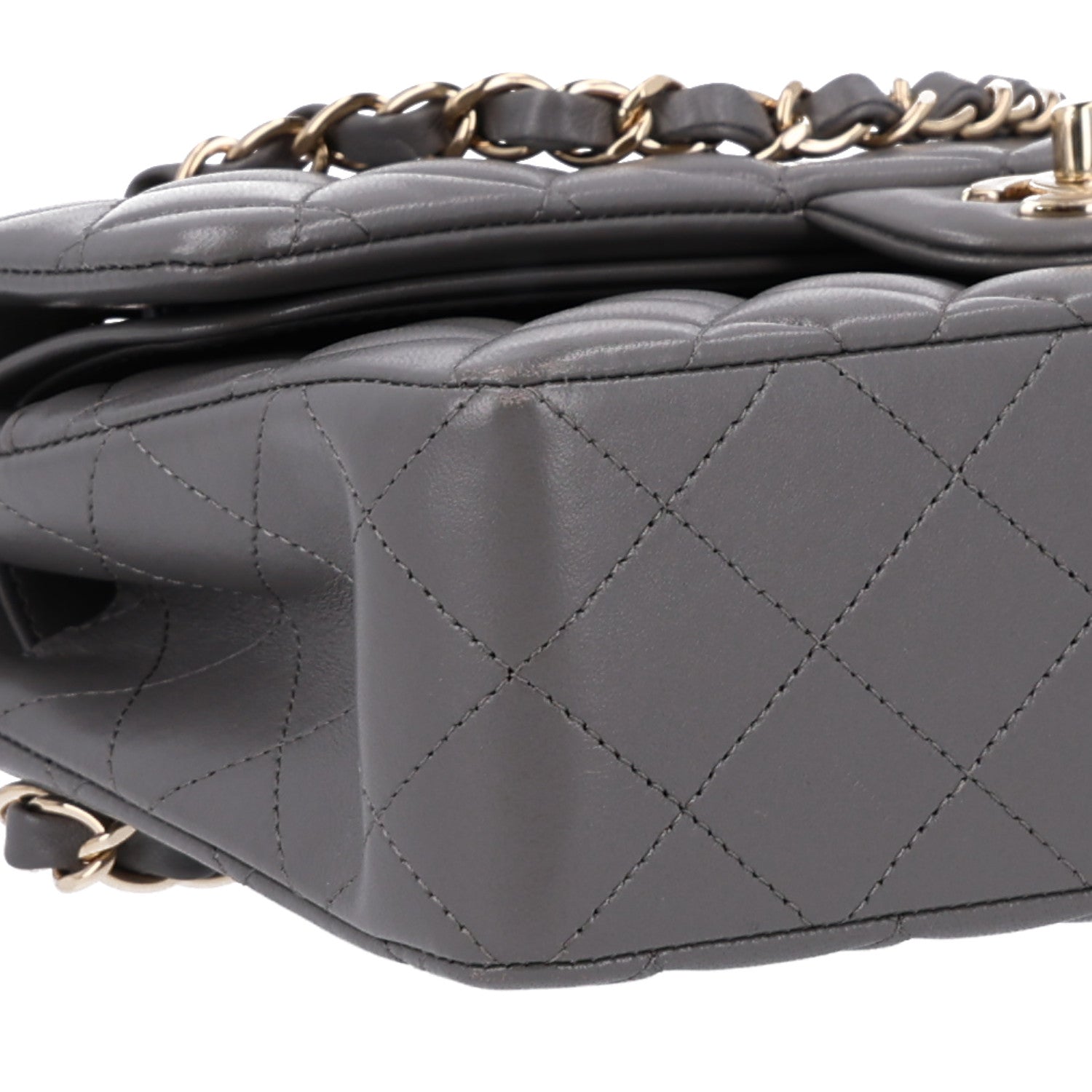 Chanel Lambskin Quilted Small Double Flap Grey 10 of 10