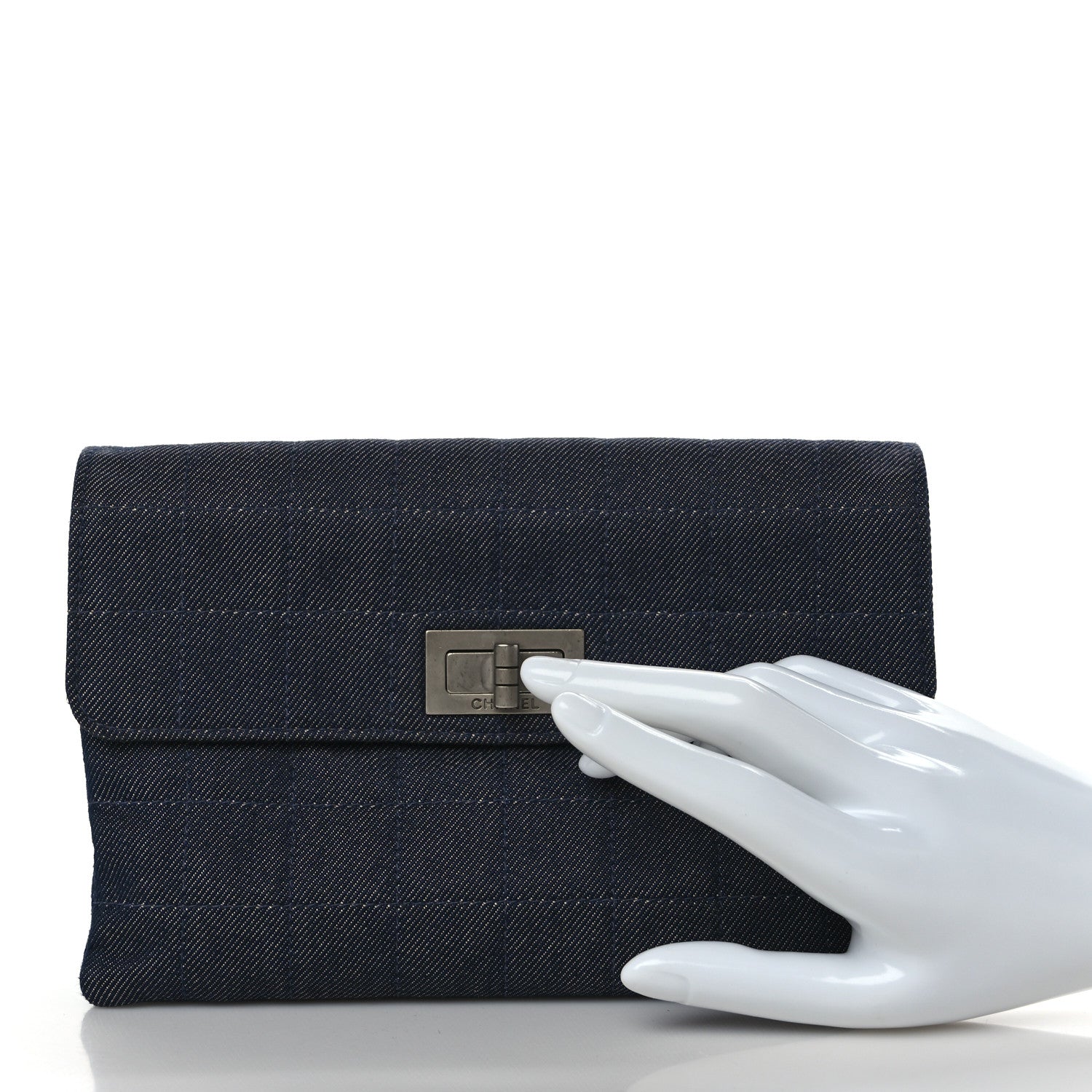 Chanel Denim Mademoiselle Clutch Blue 2 of 7