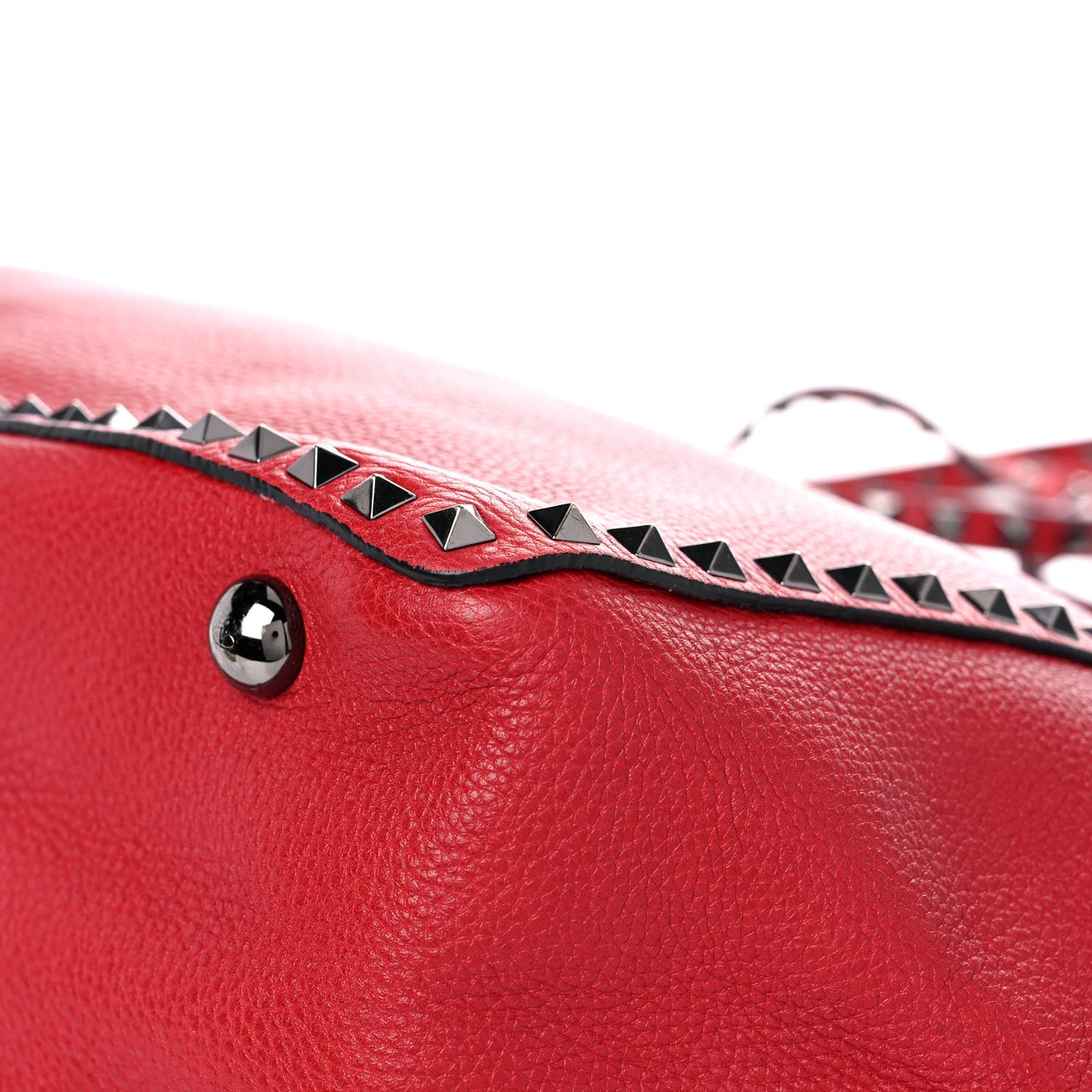 Pebbled Calfskin Medium Rockstud Tote Rosso Valentino