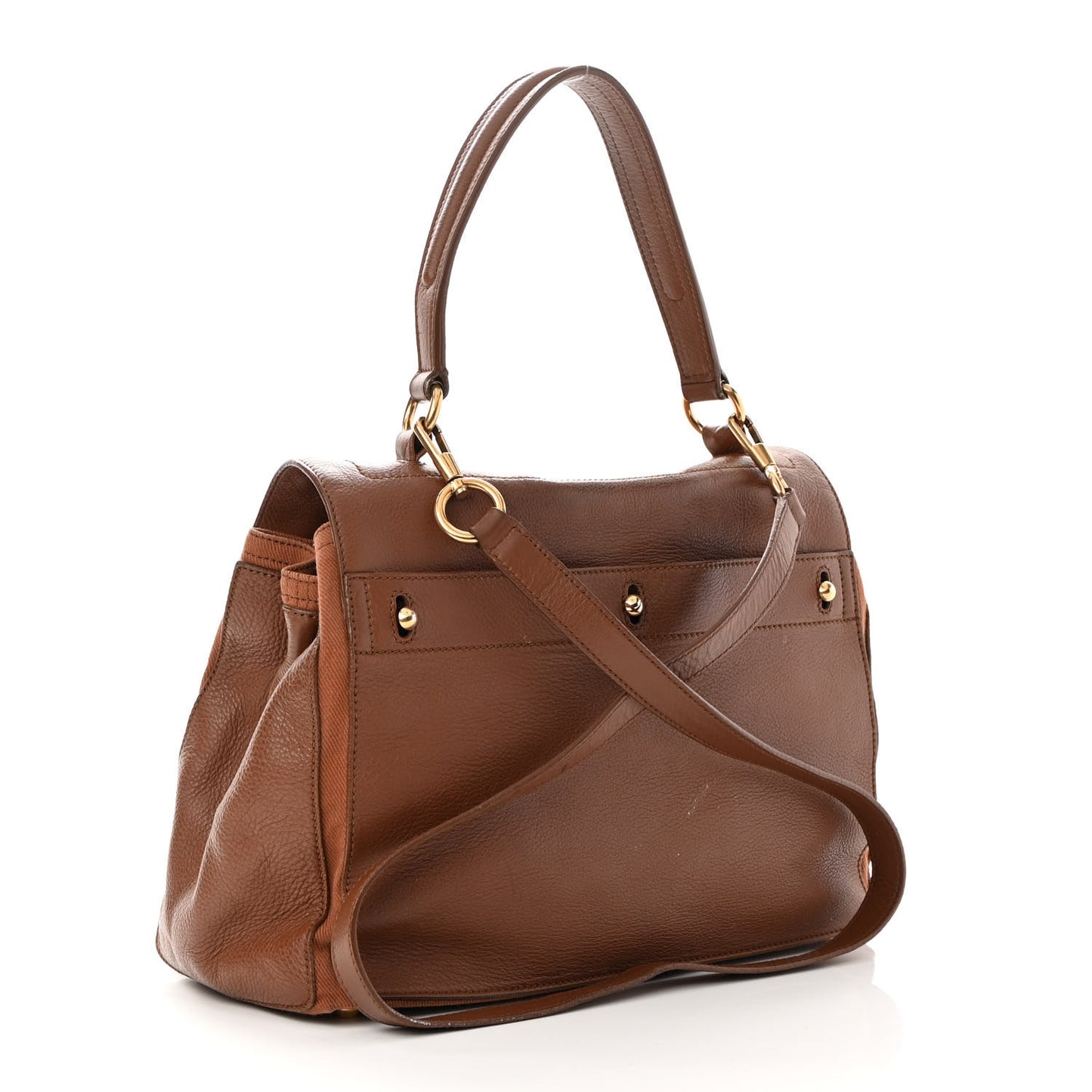 Calfskin Canvas Medium Muse Two Brown