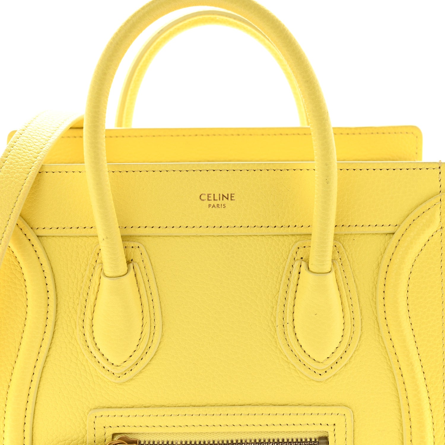 Celine Drummed Calfskin Nano Luggage Acacia 9 of 13