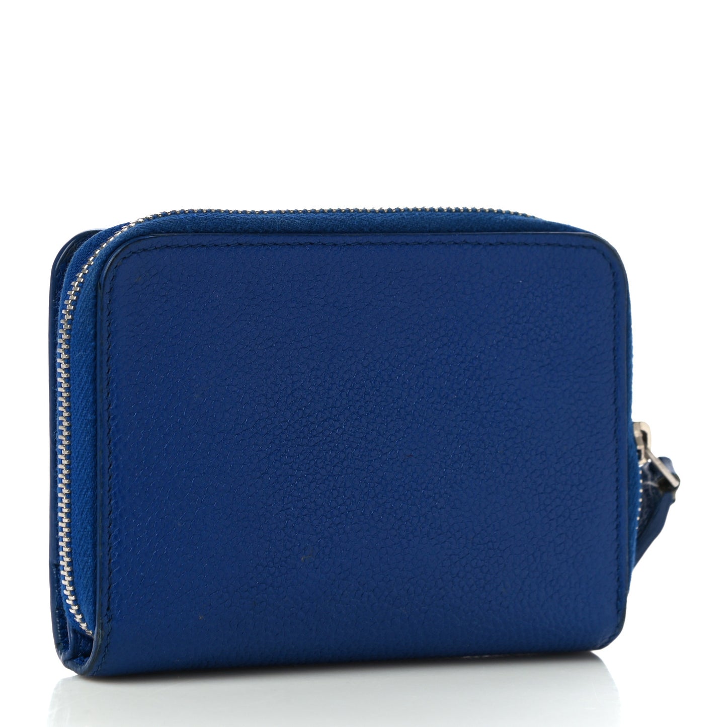 Grained Calfskin Rive Gauche Compact Zip Around Wallet Royal Blue