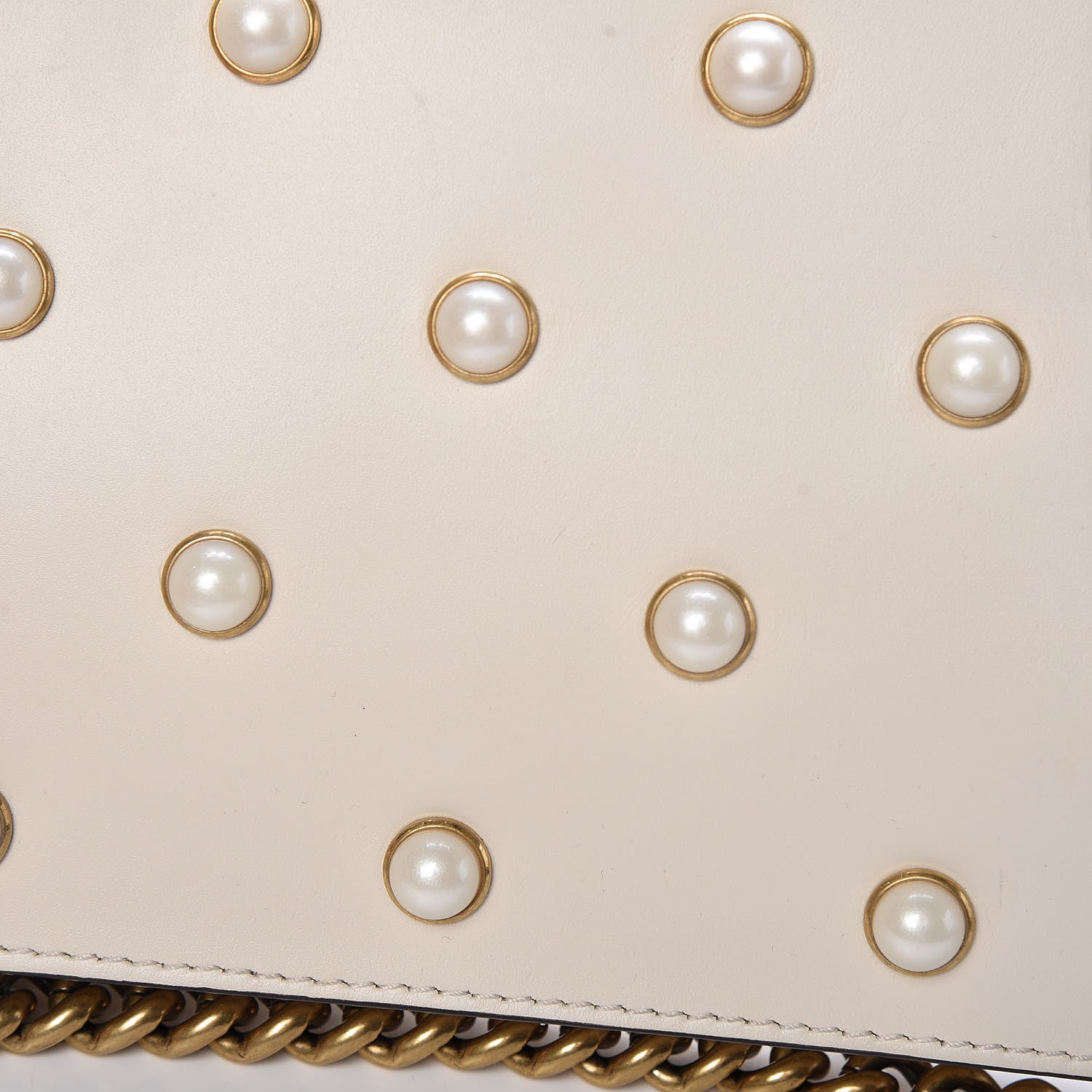 Gucci Nappa Pearl Studded Mini Queen Margaret Broadway Shoulder Bag Mystic White 16 of 16