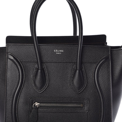 Celine Drummed Calfskin Micro Luggage Black 7 of 9