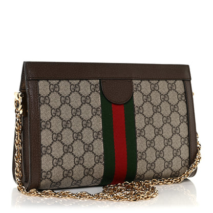 Gucci GG Supreme Monogram Web Small Ophidia Chain Shoulder Bag Brown 3 of 14