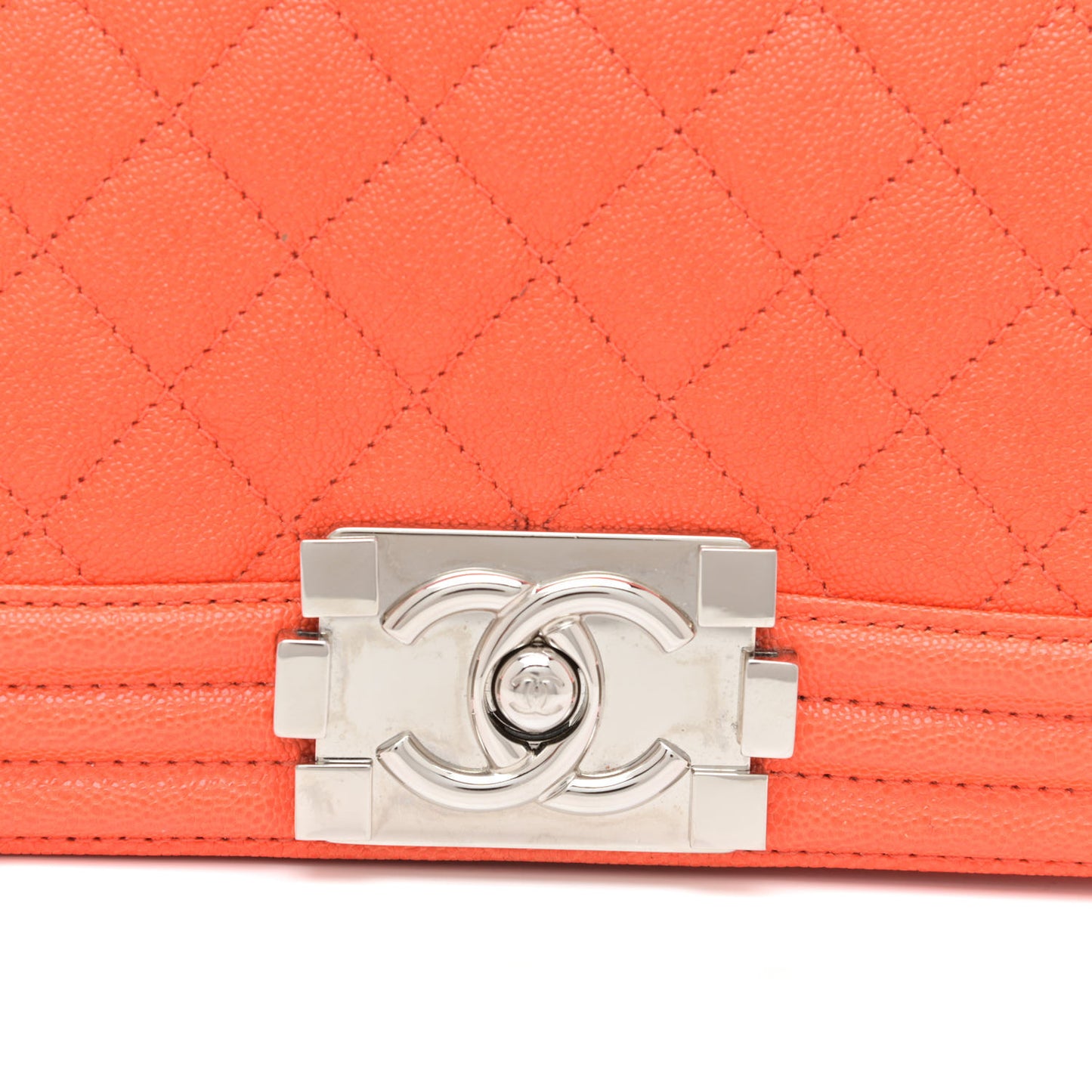 Caviar Quilted Small Boy Flap Orange