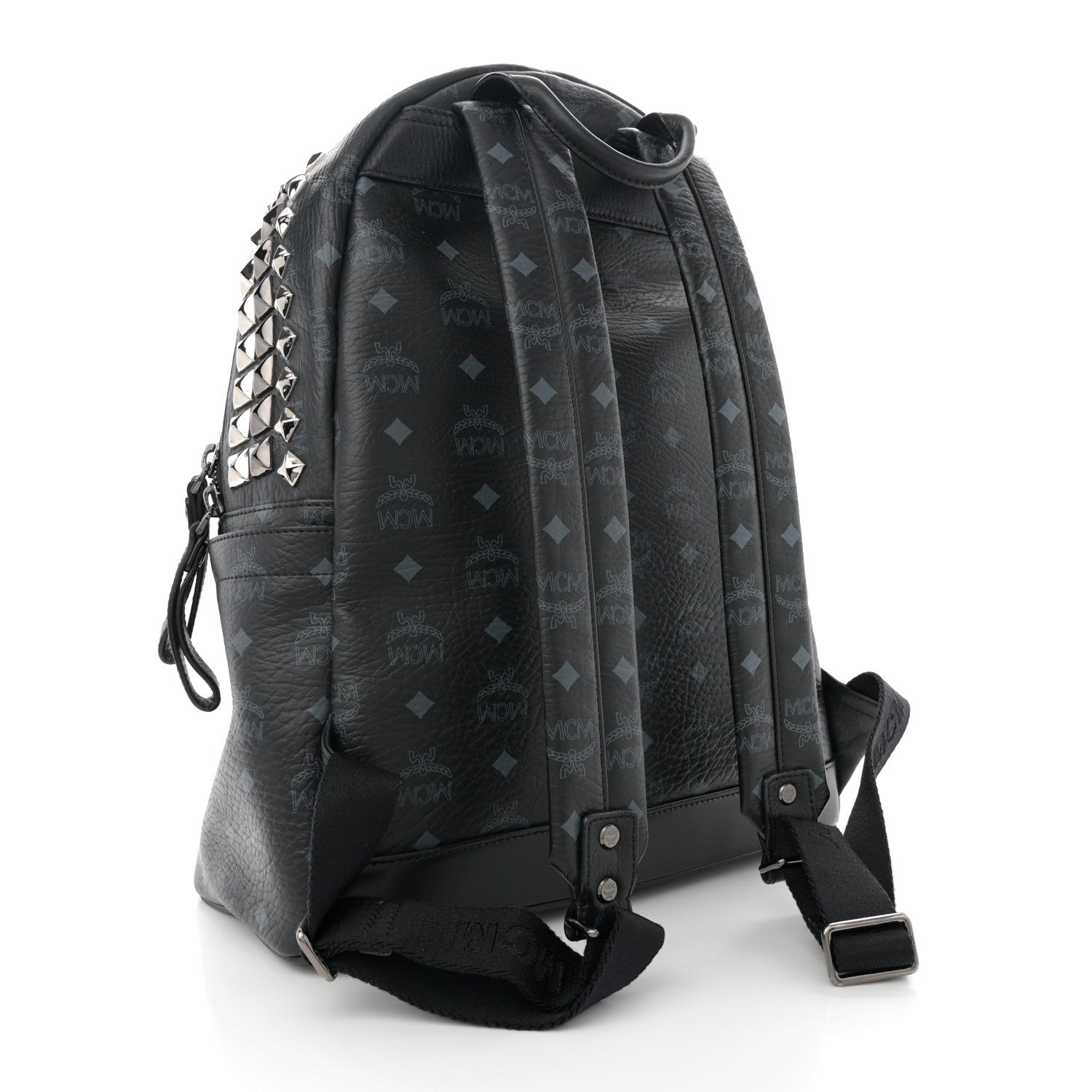 MCM Visetos Studded Medium Backpack Black 3 of 10