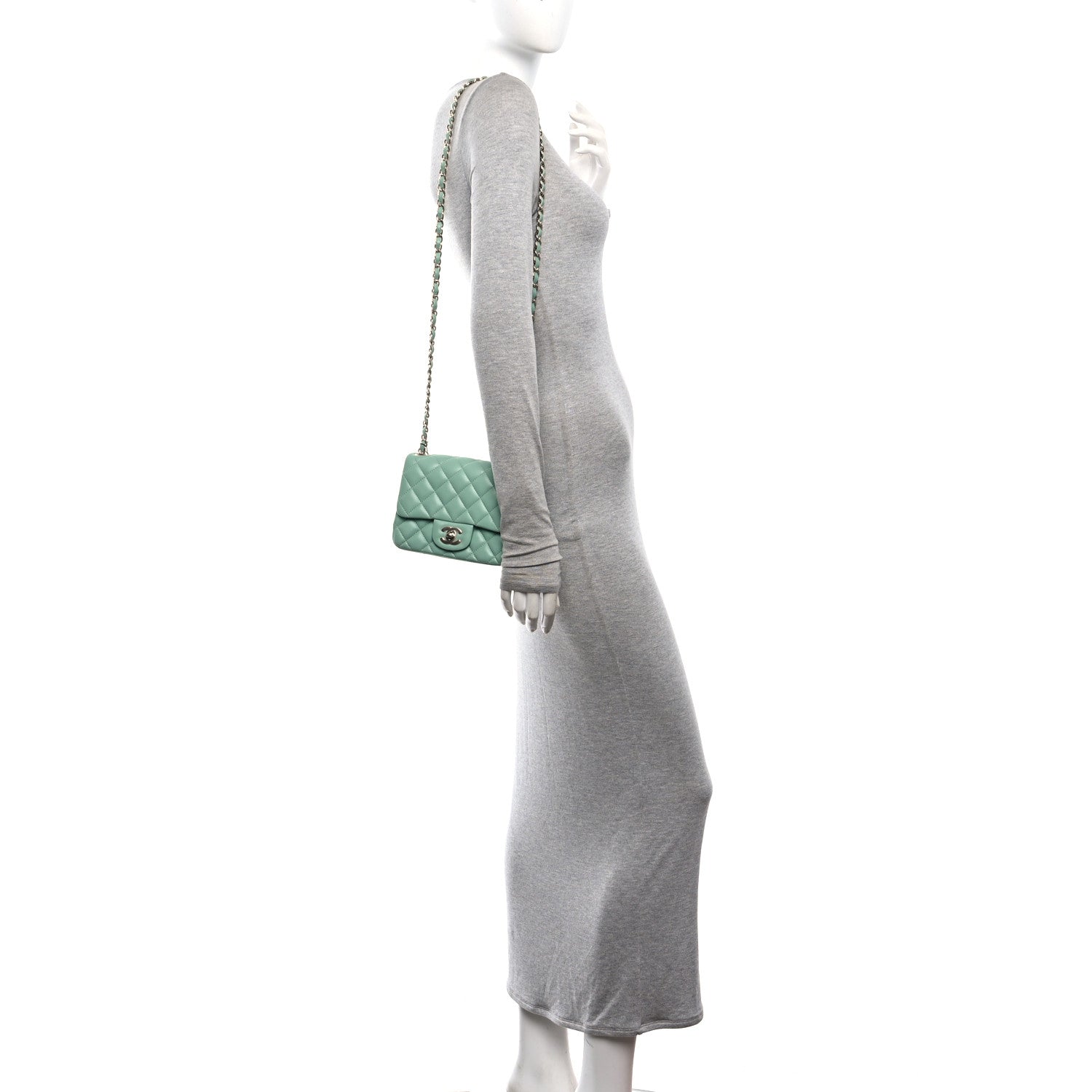 Chanel Lambskin Quilted Mini Square Flap Light Green 2 of 10