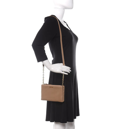 Miu Miu Vitello St.Daino Double Zip Chain Crossbody Cammeo 2 of 11