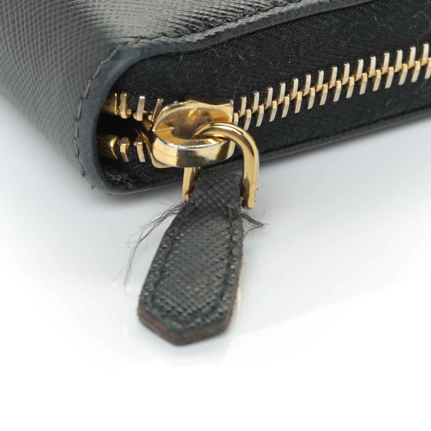 Saffiano Triangle Zip Around Wallet Black