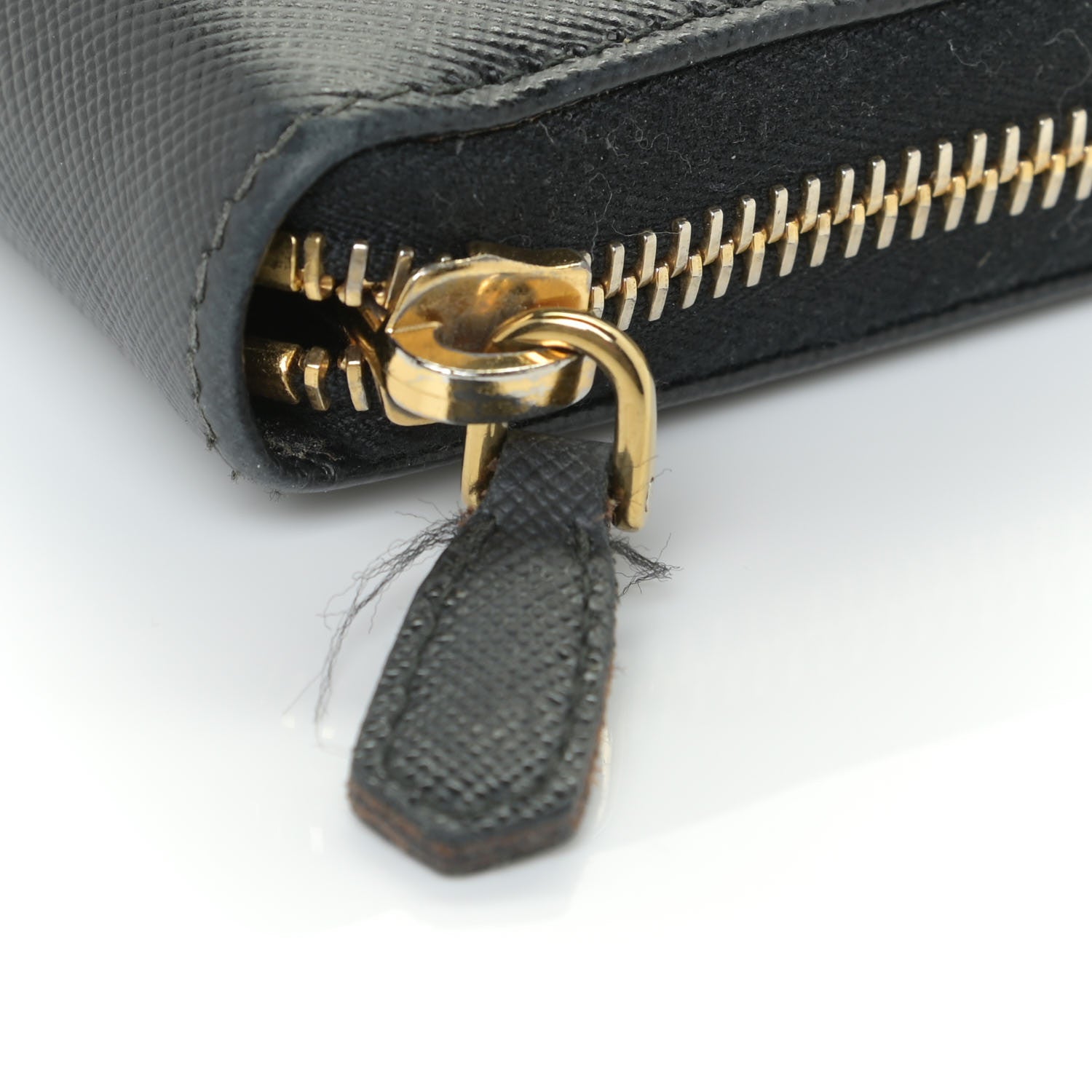 Prada Saffiano Triangle Zip Around Wallet Black 7 of 10