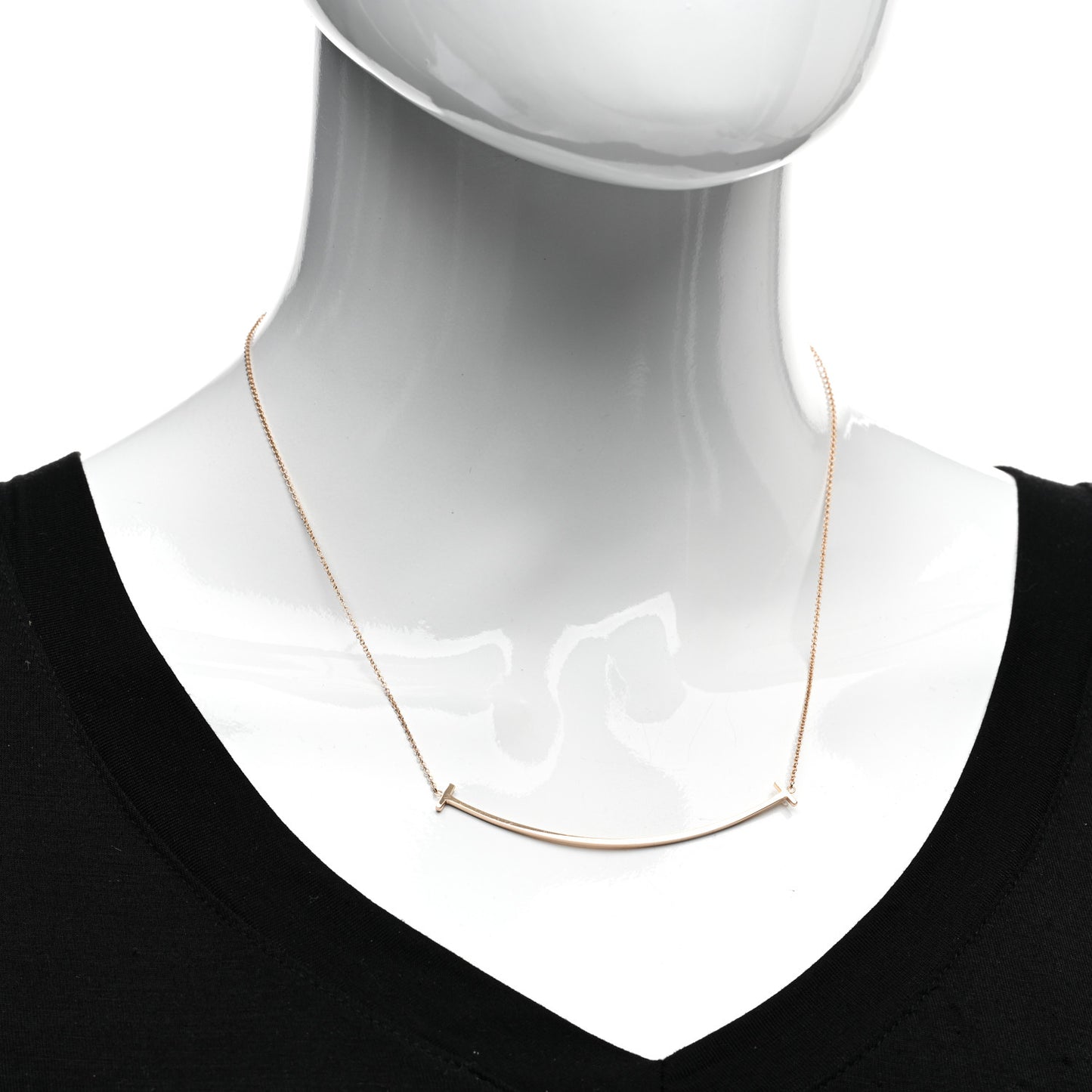 18K Rose Gold Large T Smile Pendant Necklace