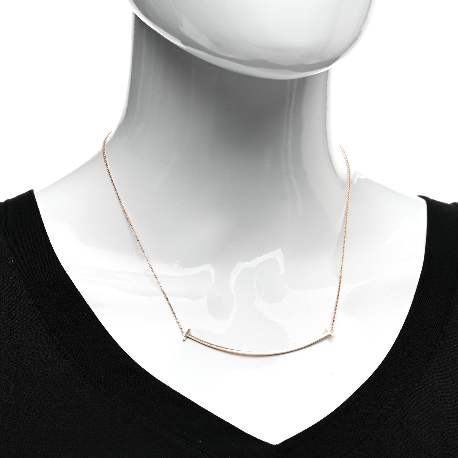 Tiffany 18K Rose Gold Large T Smile Pendant Necklace 2 of 4