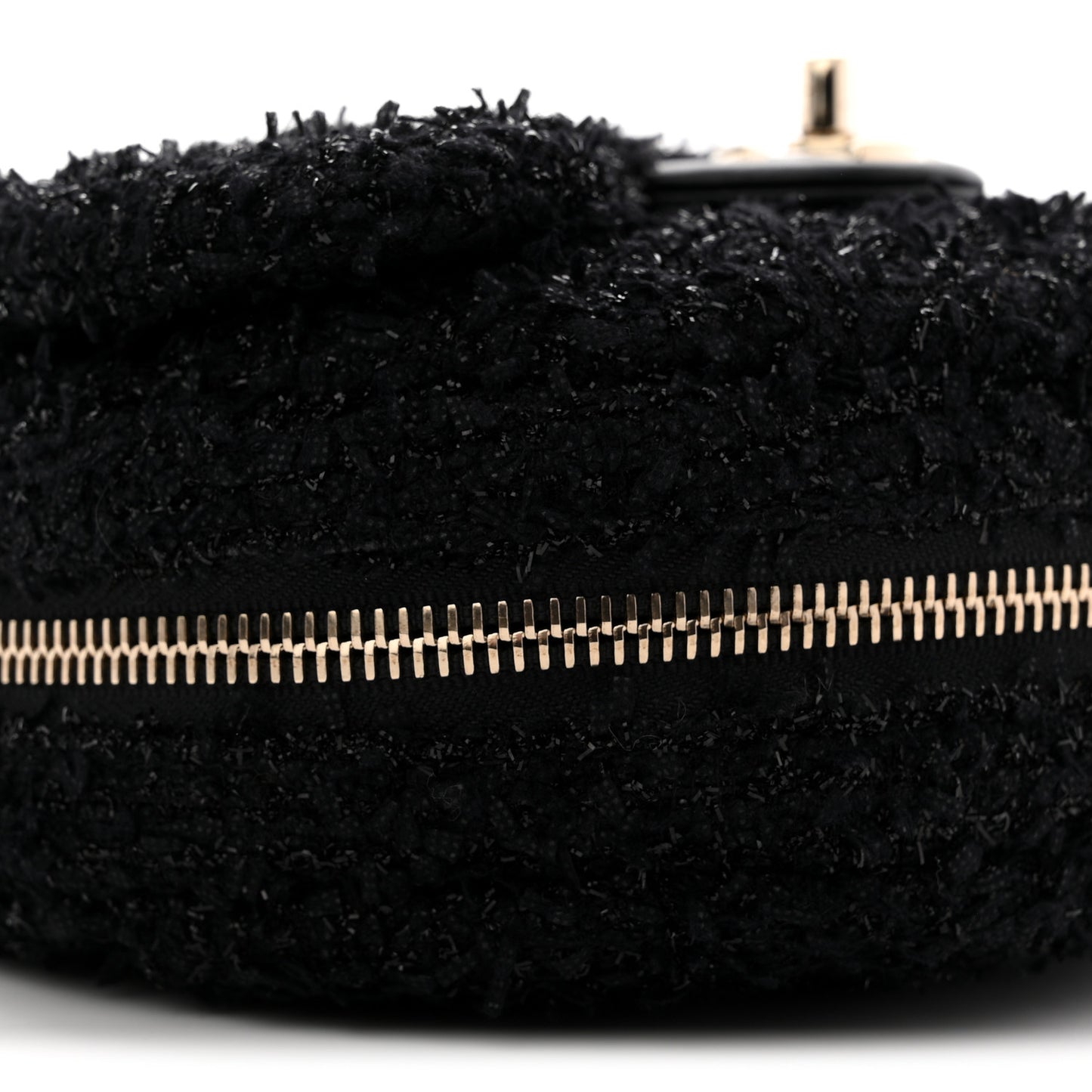 Tweed Coco Beach Barrel Shoulder Bag Black