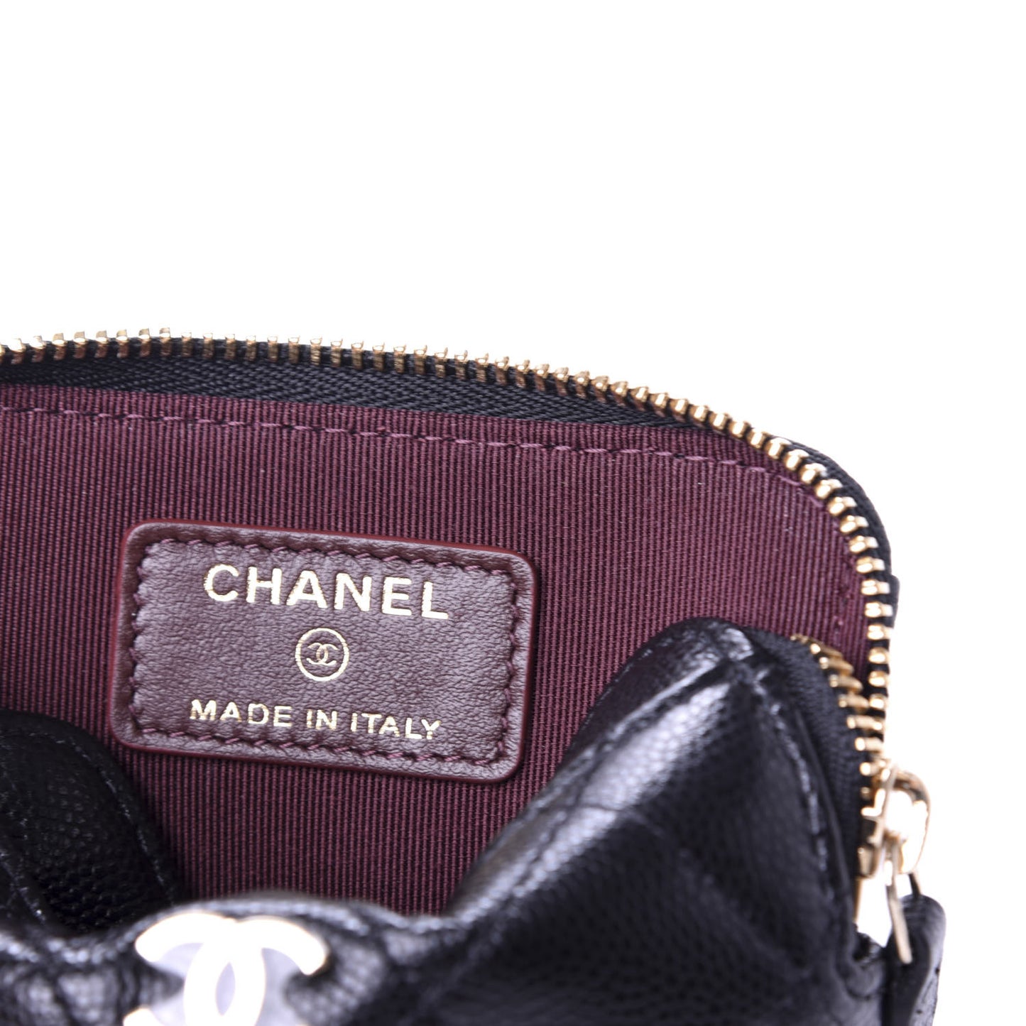 Caviar Quilted Zip Card Holder Wallet Black