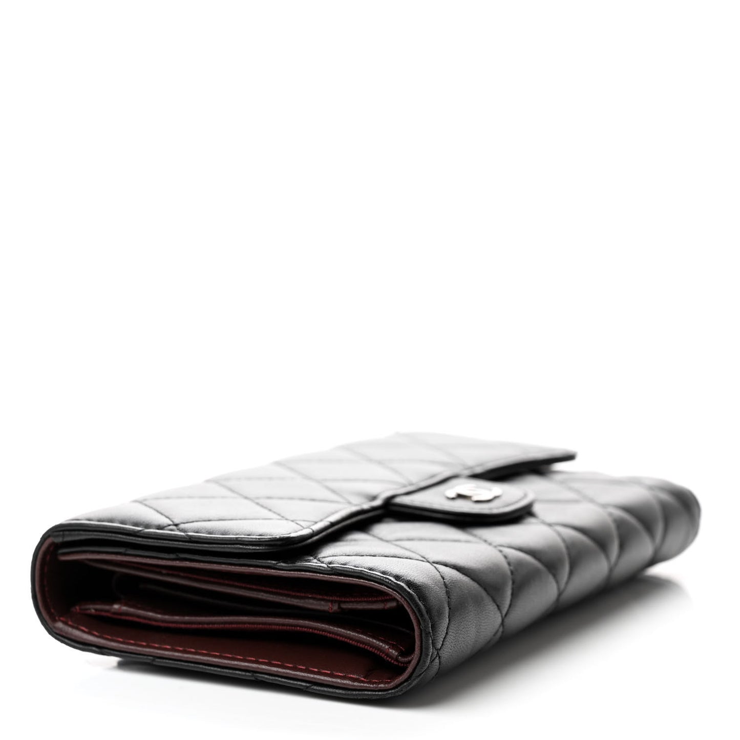 Lambskin Quilted Large Flap Wallet Black