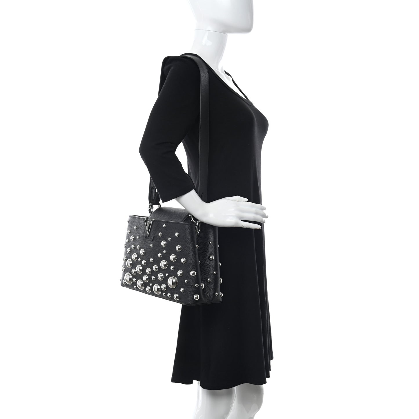 LV X YK Taurillon Brass Metal Dots Capucine MM Black