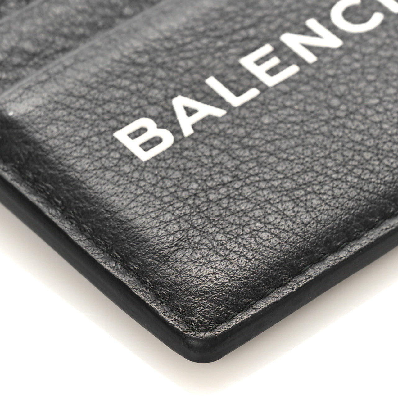 Balenciaga Grained Calfskin Logo Everyday Card Holder Black White 6 of 7