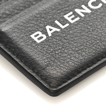 Balenciaga Grained Calfskin Logo Everyday Card Holder Black White 6 of 7