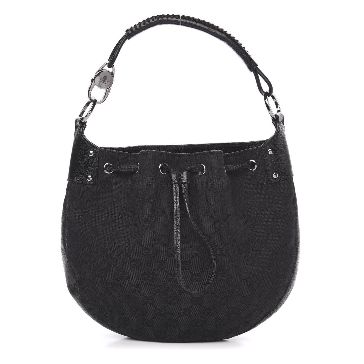 Monogram Drawstring Hobo Black