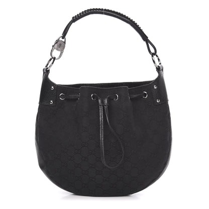 Gucci Monogram Drawstring Hobo Black 1 of 12