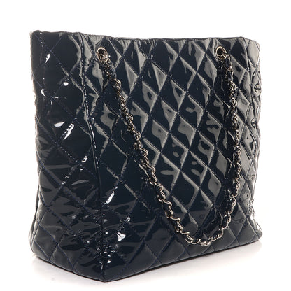 Chanel Patent Quilted Chic and Glitter Large Tote Navy Blue 3 of 7