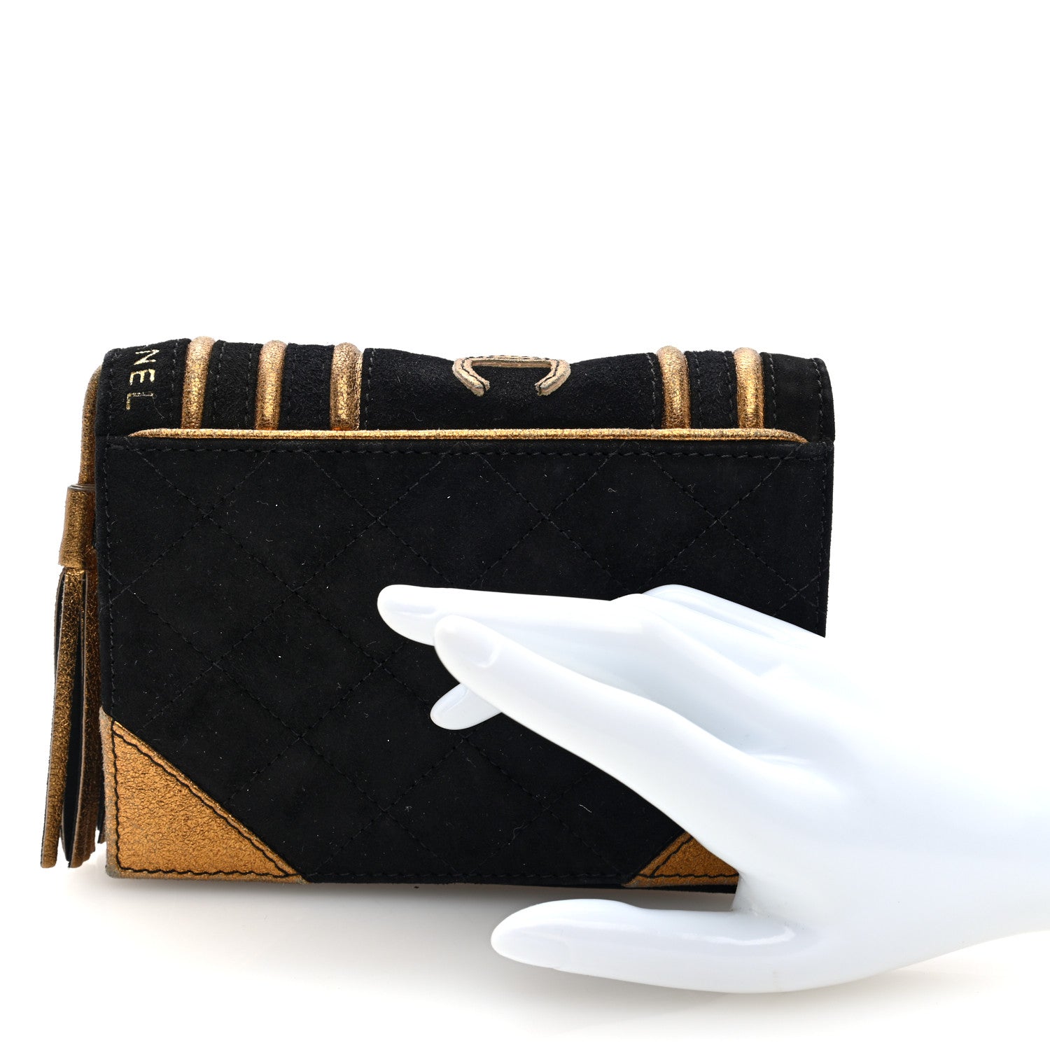 Chanel Suede Quilted Bible Book CC Clutch Black 2 of 7