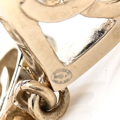 Chanel Metal CC Triple Heart Drop Earrings Gold 4 of 5