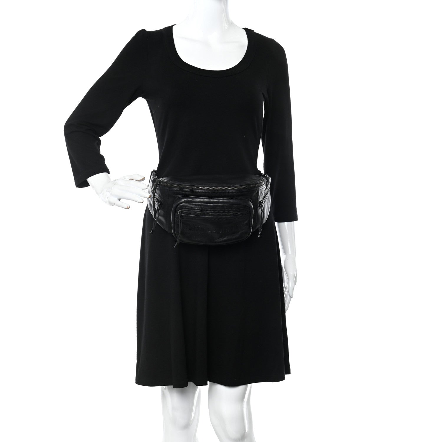 Saint Laurent Lambskin Logo Ripstop Body Belt Bag Black 2 of 11