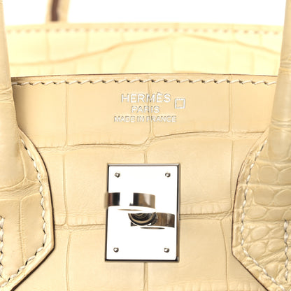 Hermes Matte Alligator Birkin 25 Vanille 6 of 11