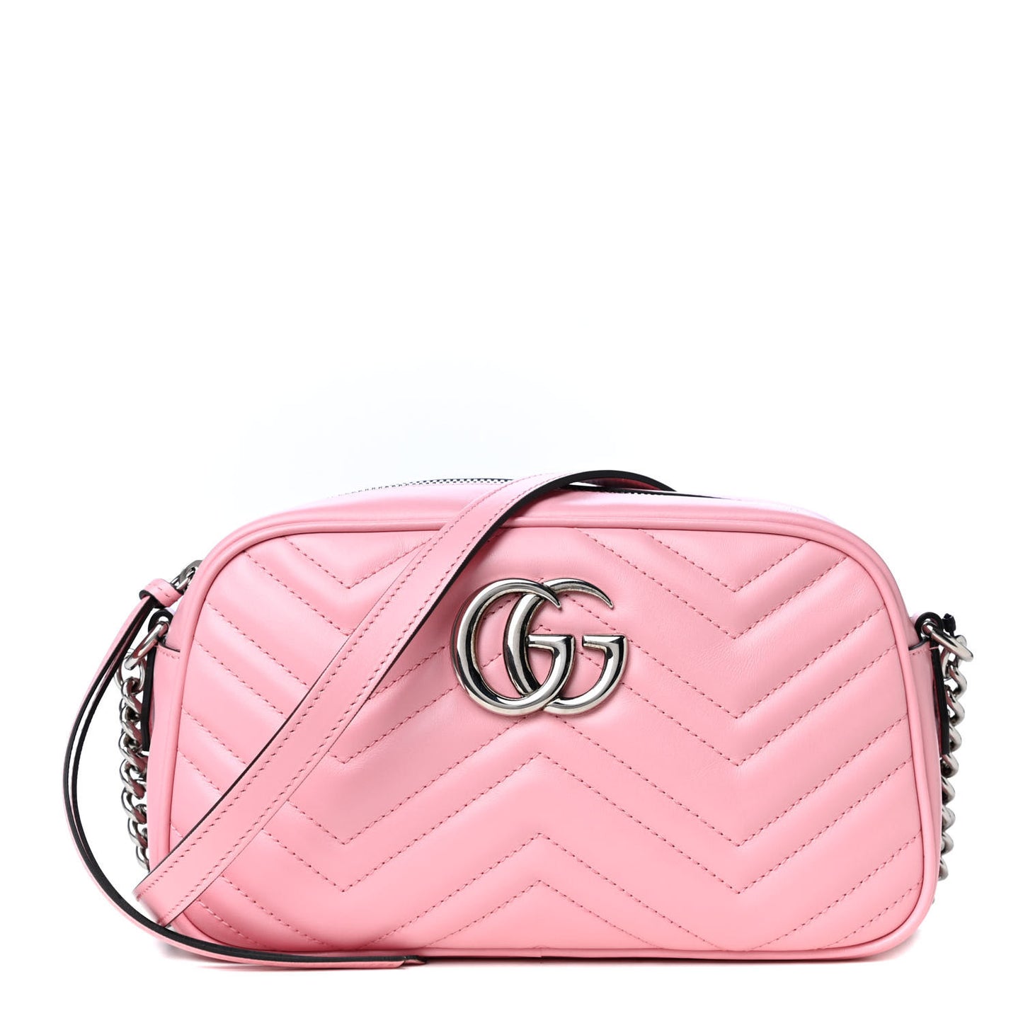 Calfskin Matelasse Small GG Marmont Chain Shoulder Bag Wild Rose