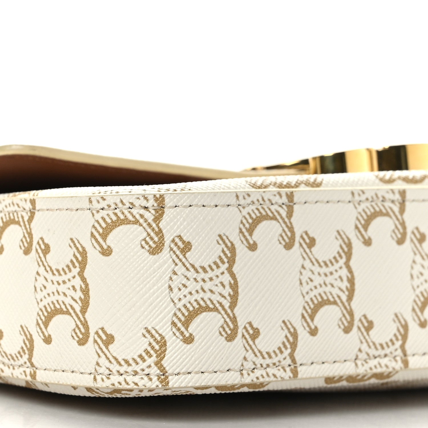 Celine Canvas Calfskin Triomphe Shoulder Bag White 8 of 10