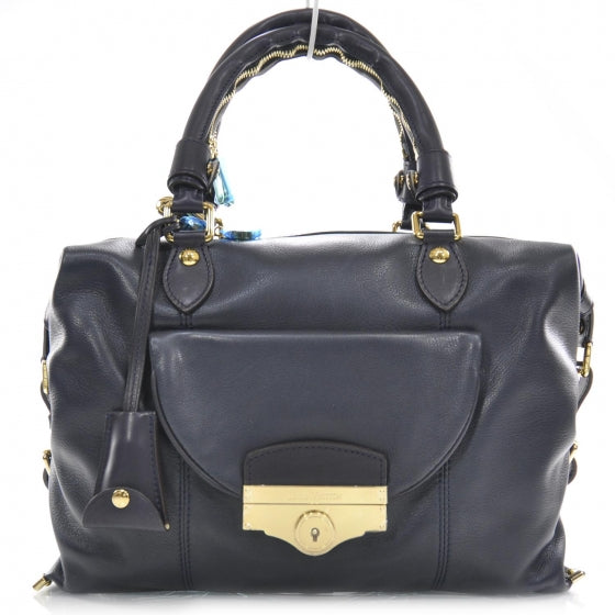 Louis Vuitton Calfskin Sac Louis Bleu 1 of 8