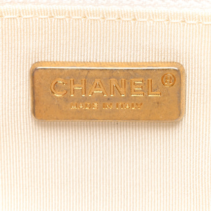 Chanel Glazed Calfskin Pleated Chain Stitch East West Flap White 6 of 12