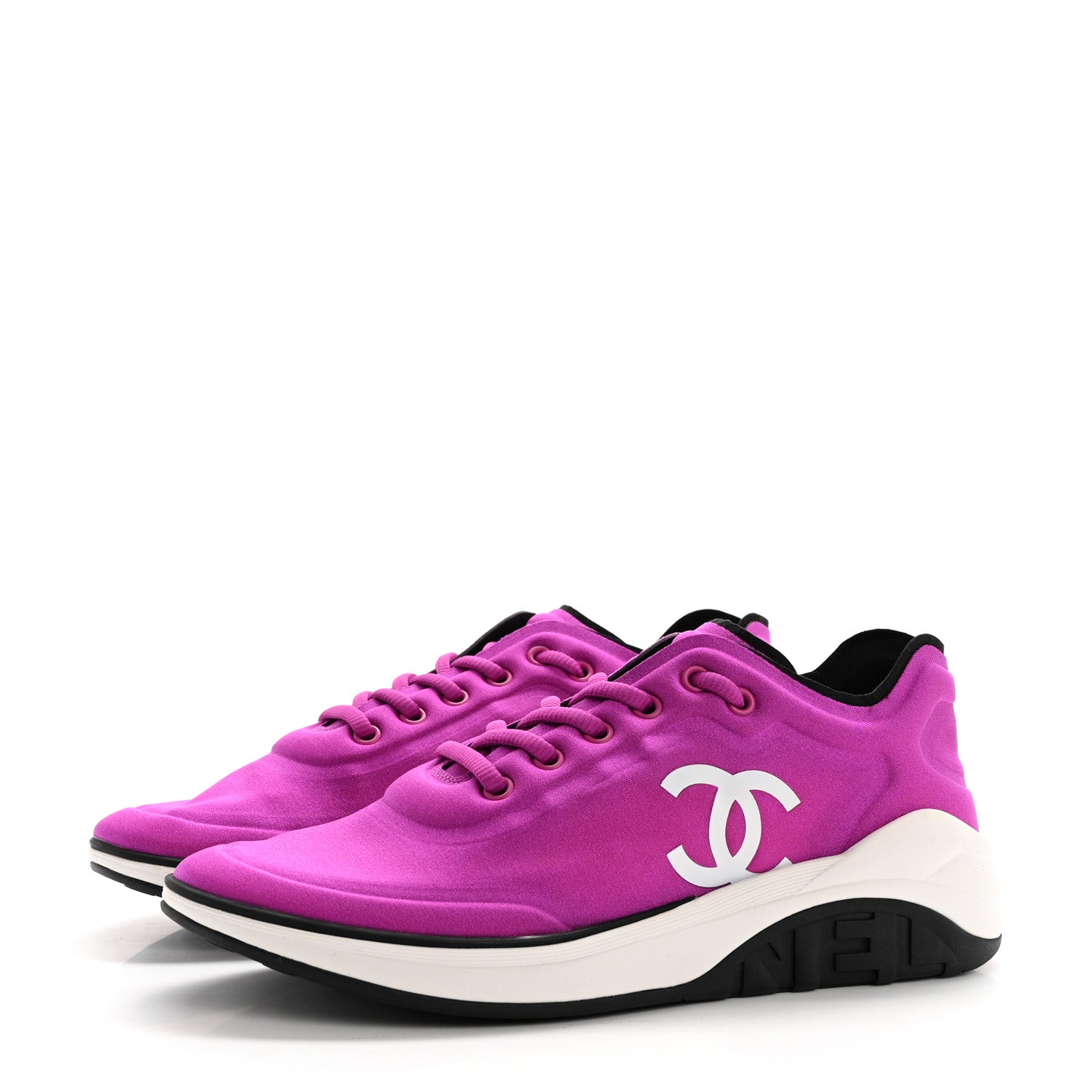 Chanel Lycra Fabric Womens CC Sneakers 39 Dark Pink 3 of 8