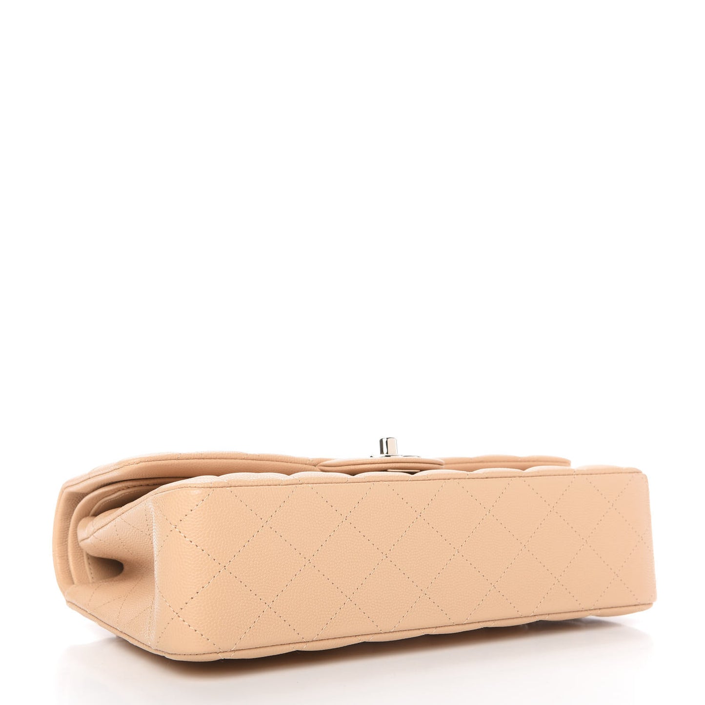 Caviar Quilted Medium Double Flap Light Beige
