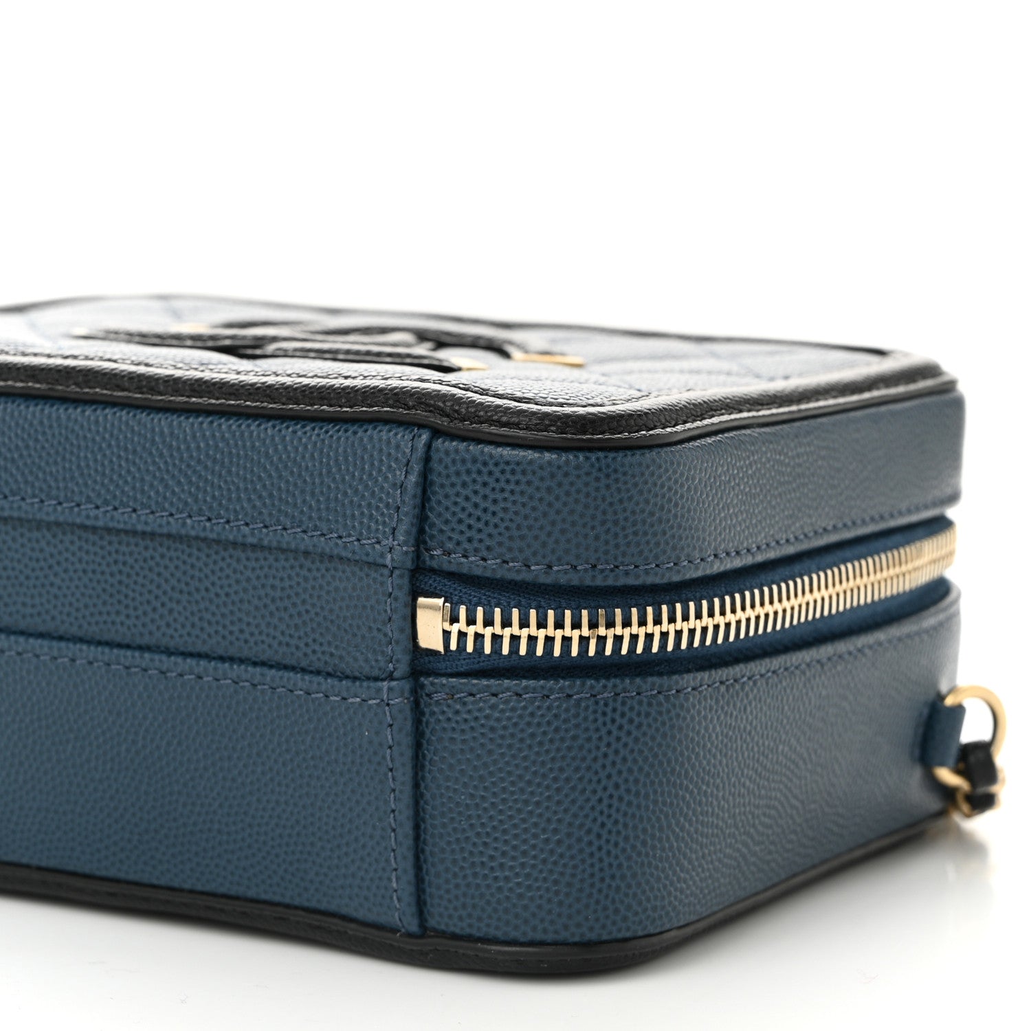Chanel Caviar Quilted Small CC Filigree Vanity Case Navy Black 10 of 10