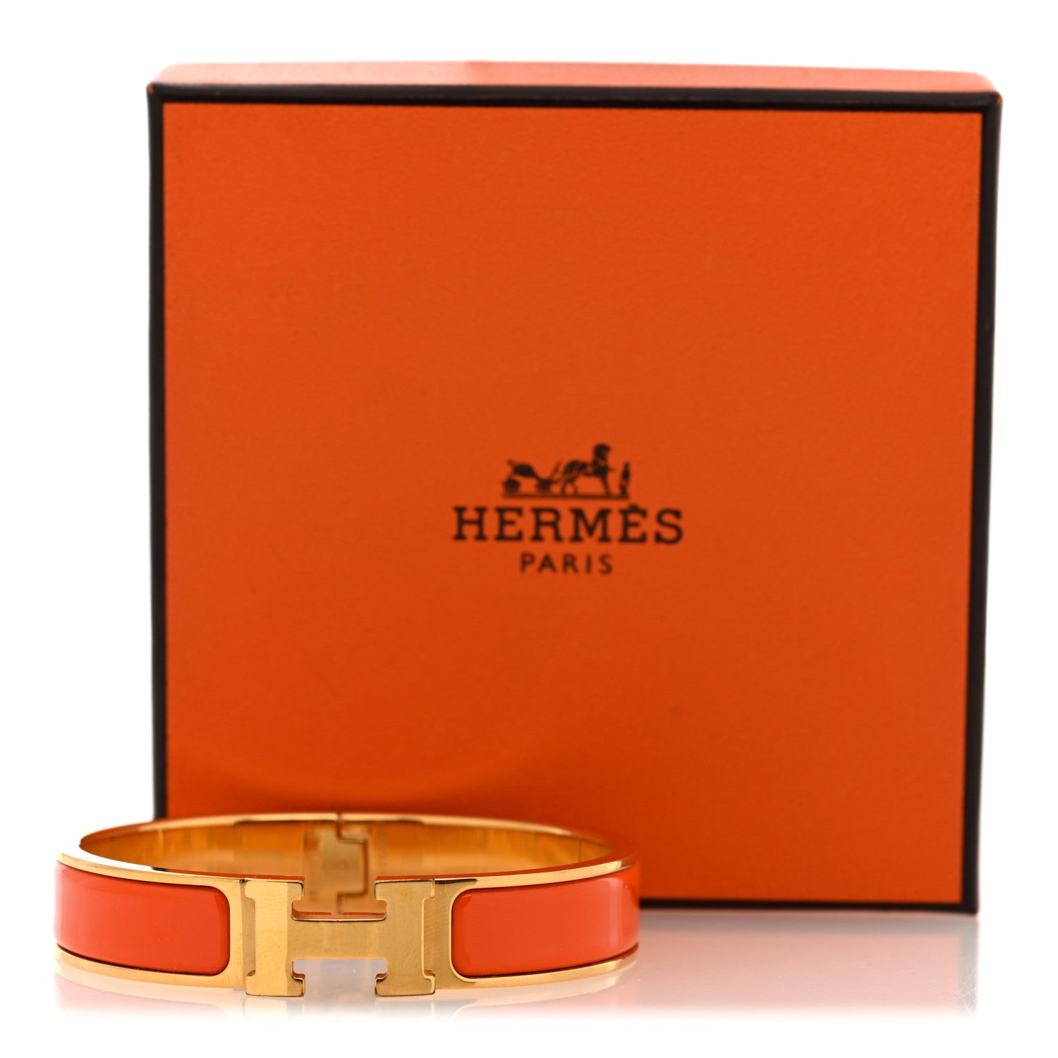 meka【新品】HERMES エルメス　カルト・ア・ジュエ エナメル Hermes Enamel Narrow Clic Clac H Bracelet PM Orange 1874235