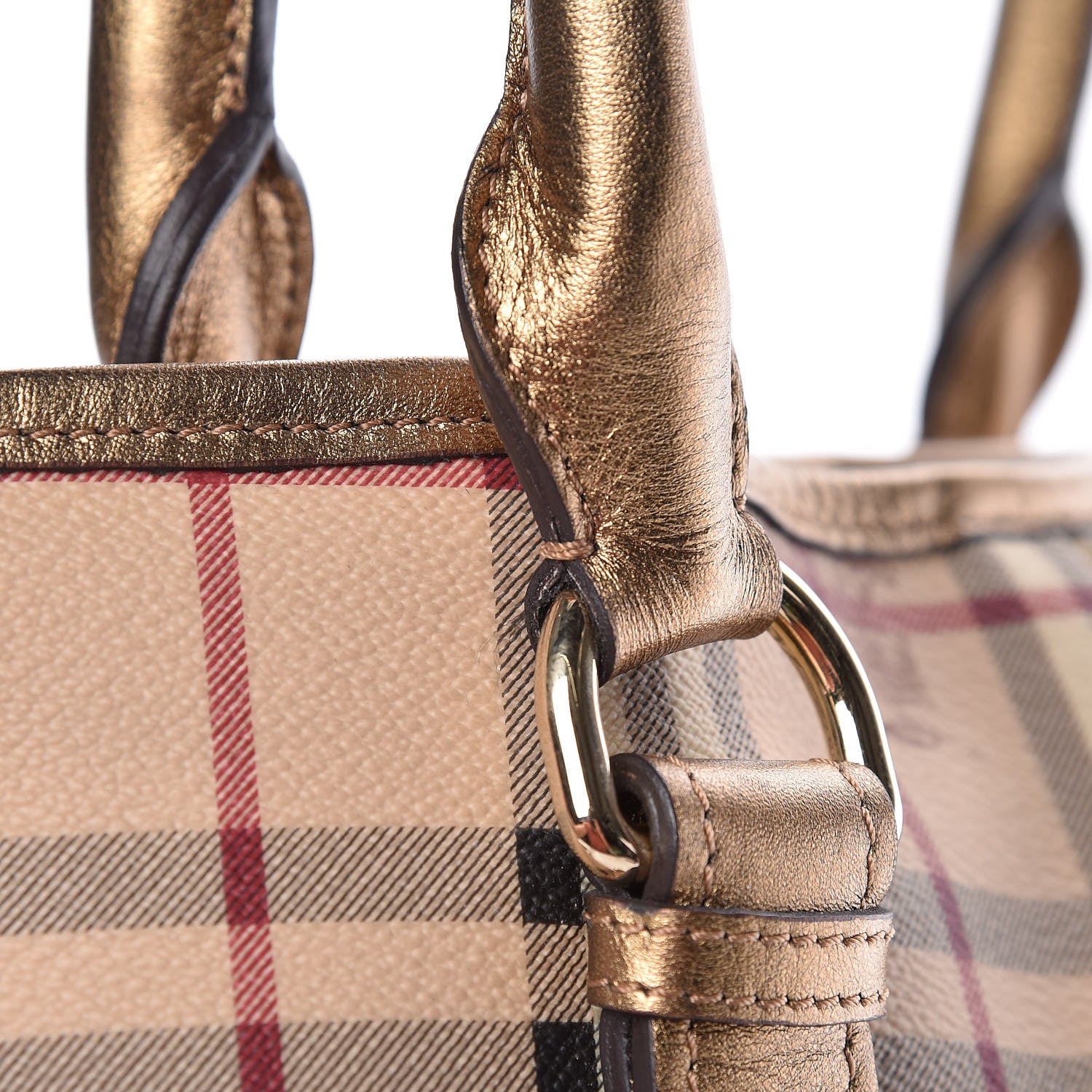 Burberry Metallic Calfskin Haymarket Check Large Northfield Tote Gold 18 of 23