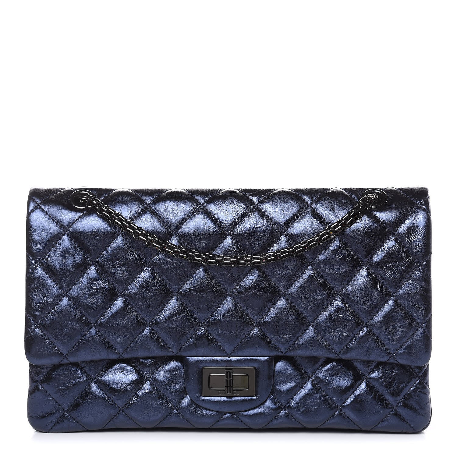 Chanel Metallic Aged Calfskin Quilted 2.55 Reissue 227 Flap Dark Navy Blue 1 of 10