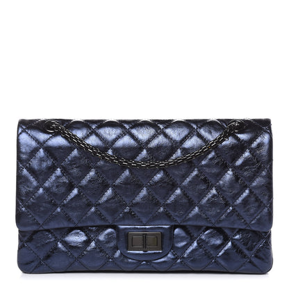Chanel Metallic Aged Calfskin Quilted 2.55 Reissue 227 Flap Dark Navy Blue 1 of 10